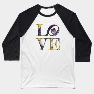 LOVE Letters February Birth Month Flower Violet Baseball T-Shirt